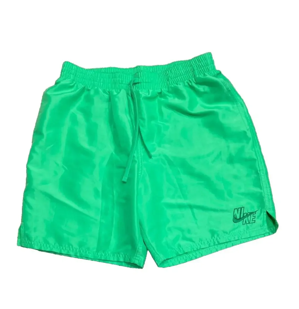 Nike Swim Essential Logo Lap 7 Inch Volley Shorts Green Lined Size M